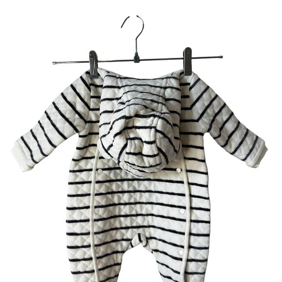 New Nordstrom Baby Hooded Bunting Striped Ivory Egret Size 3 Months - Picture 3 of 8